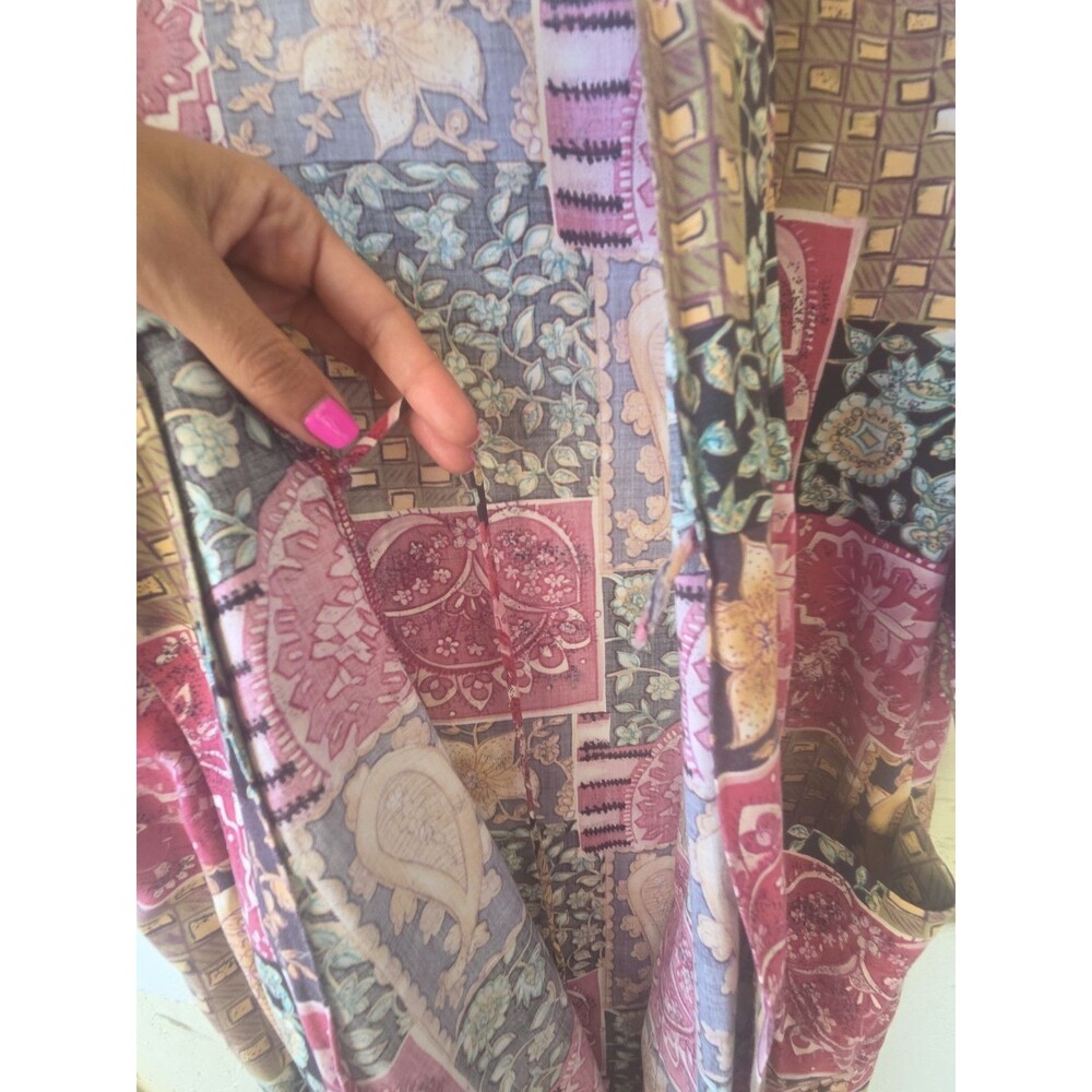 VINTAGE Sophia Morgan WIOR Patchwork Kimono Robe 70S 80S 90S Lounge Cotton Boho - Picture 14 of 14